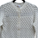 Switch Its Pure Gould Vintage Ivory Pointelle Knit Cardigan Embroidered Made in USA 3 image