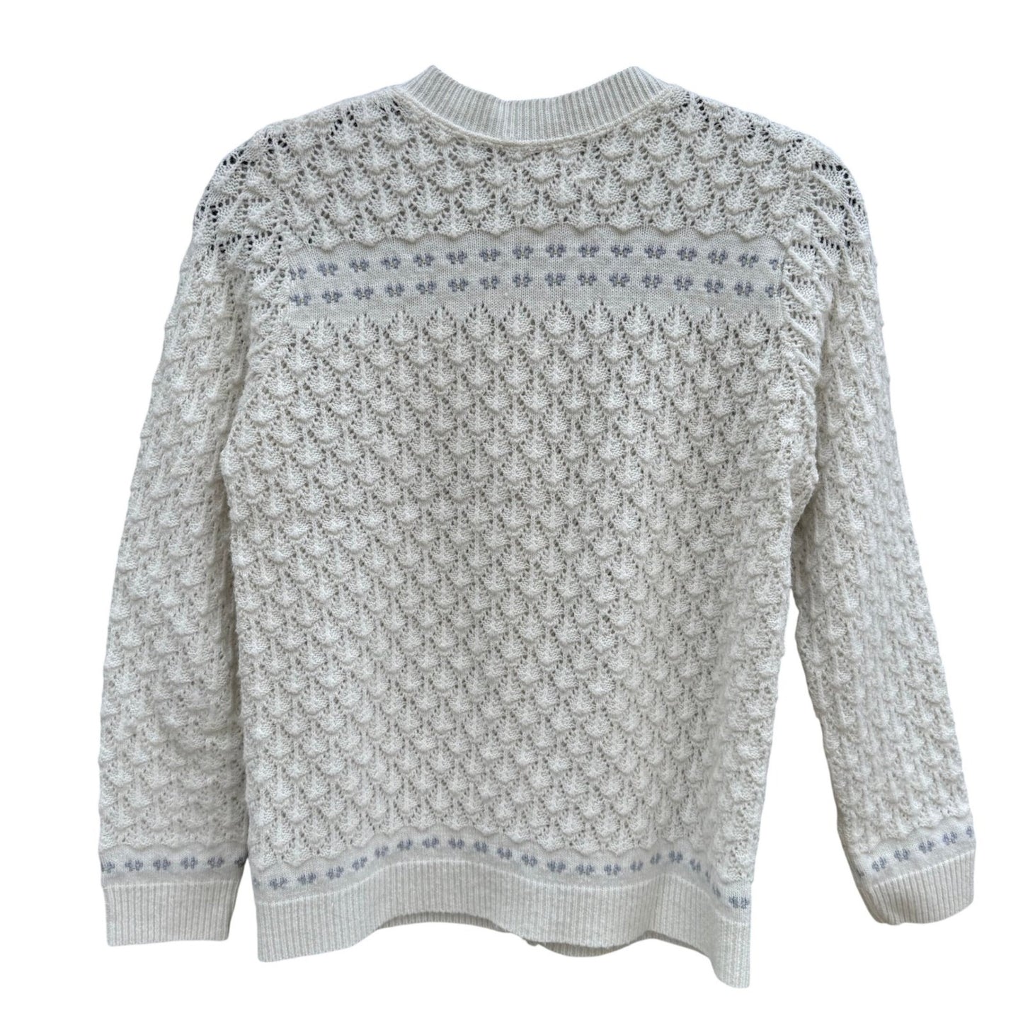 Its Pure Gould Vintage Ivory Pointelle Knit Cardigan Embroidered Made in USA