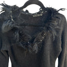 Switch Sheri Bodell Y2K Whimsigoth Edgy Shaggy Faux Fur Trim Knit Babydoll Sweater S 3 image