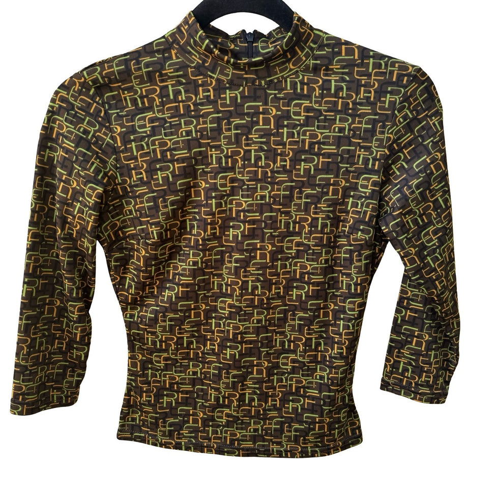 Protect Our Nature French Vintage Y2K Cyber Streetwear Mod Mock Neck Crop Top