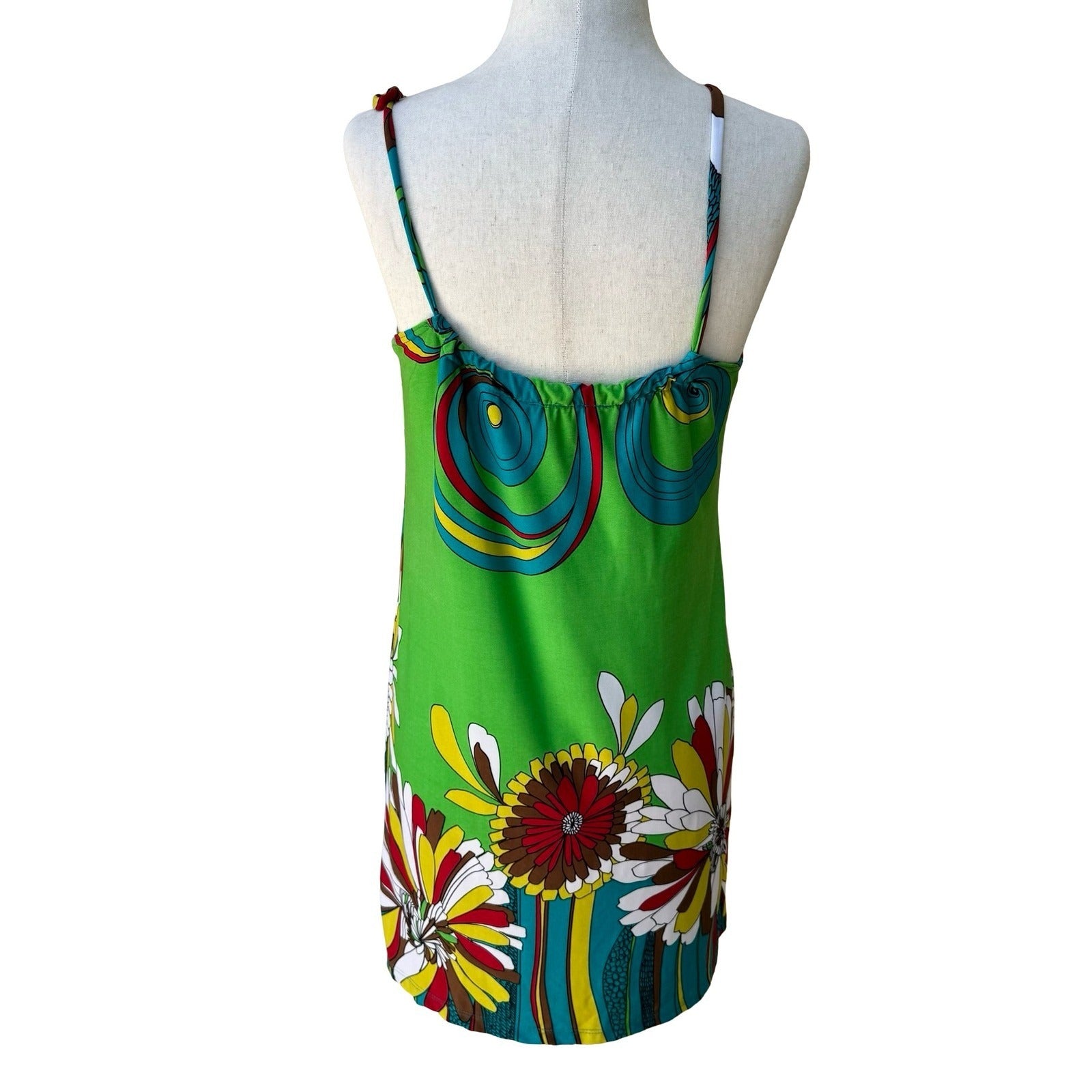 As U Wish Y2K Psychedelic Mod Festival Groovy Boho Dopamine Floral Mini Dress S
