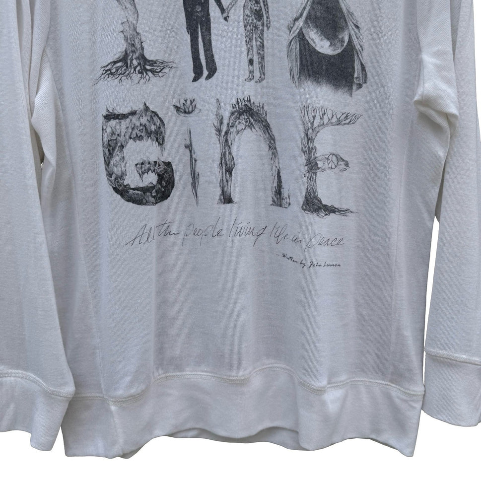Lyric Culture John Lennon Imagine Graphic Long Sleeve Top White Medium USA Made