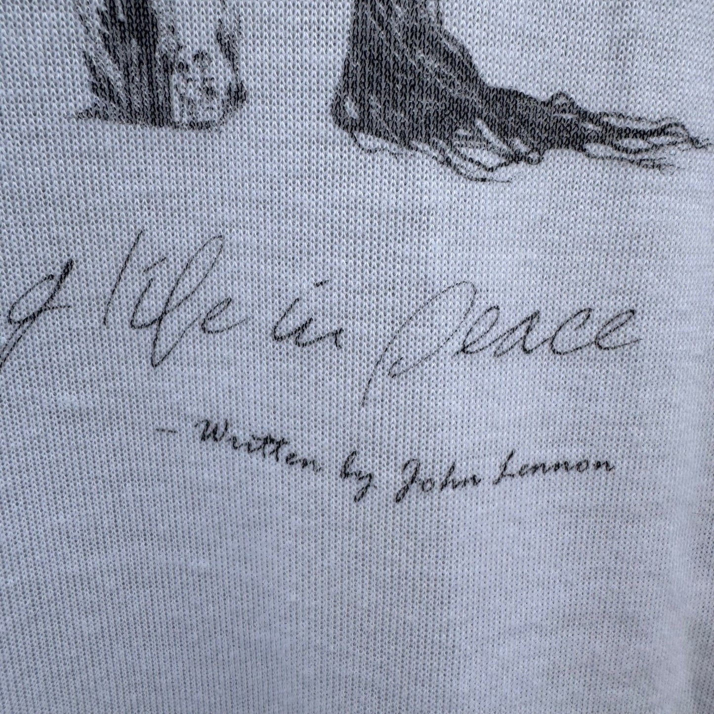 Lyric Culture John Lennon Imagine Graphic Long Sleeve Top White Medium USA Made