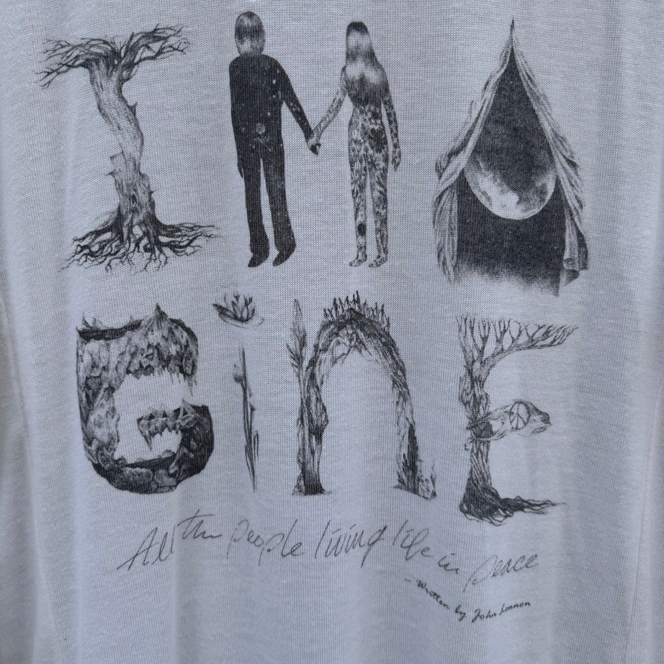 Lyric Culture John Lennon Imagine Graphic Long Sleeve Top White Medium USA Made