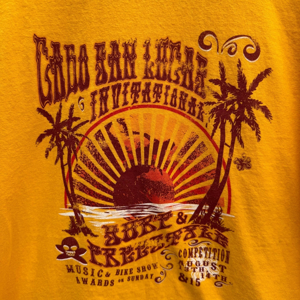 Gildan Cabo San Lucas Invitational Surf Freestyle Graphic T-Shirt Yellow Large