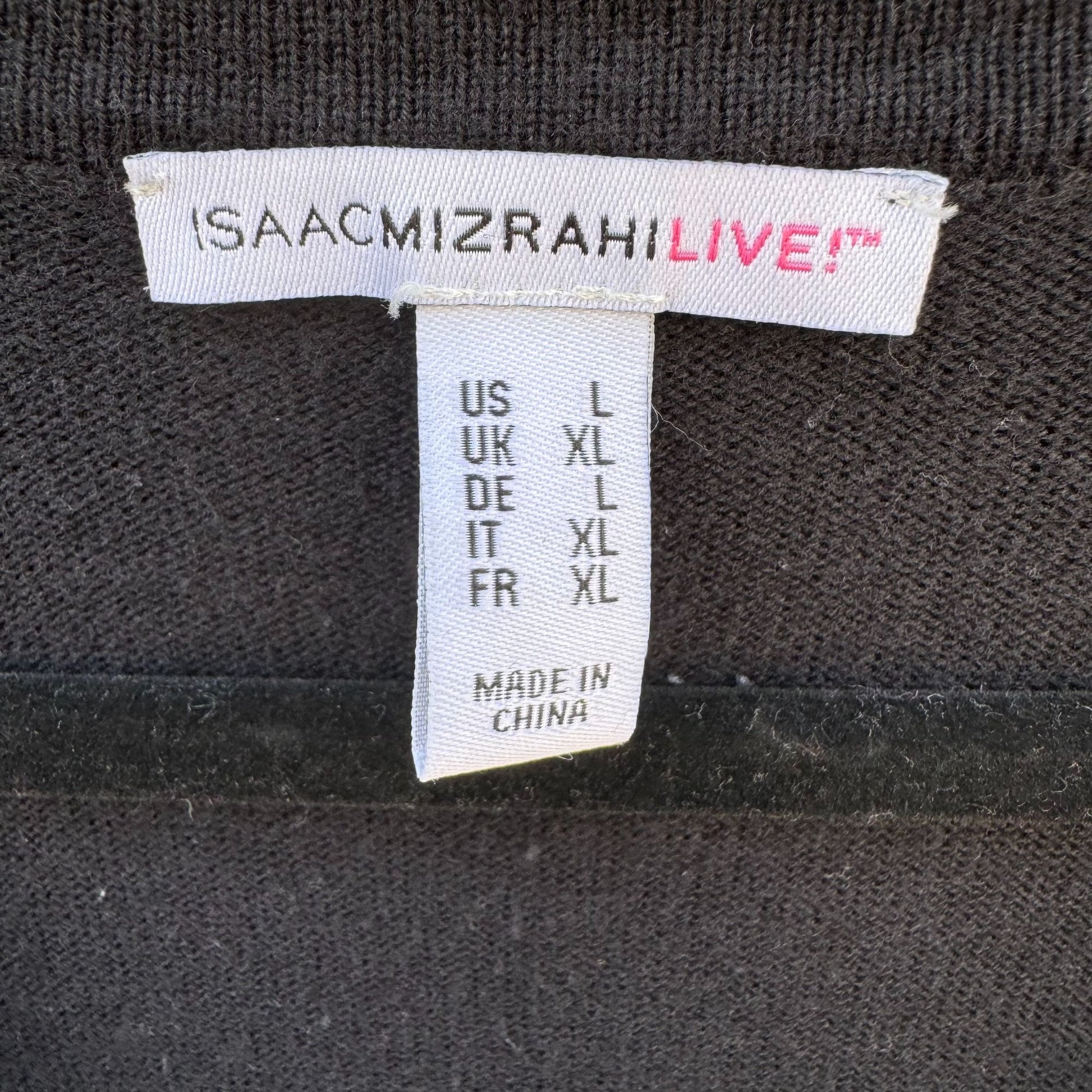 Isaac Mizrahi Live! Womens Black V Neck Button-Front 3/4 Sleeve Knit Cardigan L