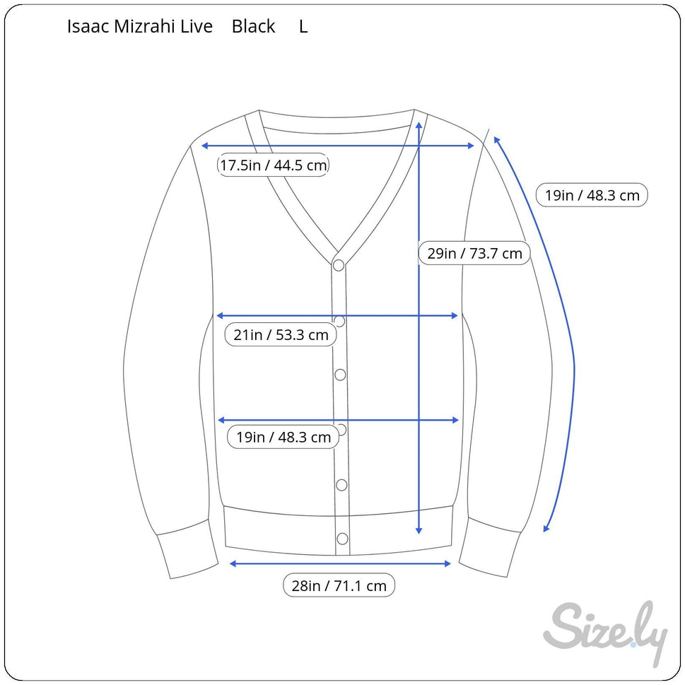 Isaac Mizrahi Live! Womens Black V Neck Button-Front 3/4 Sleeve Knit Cardigan L
