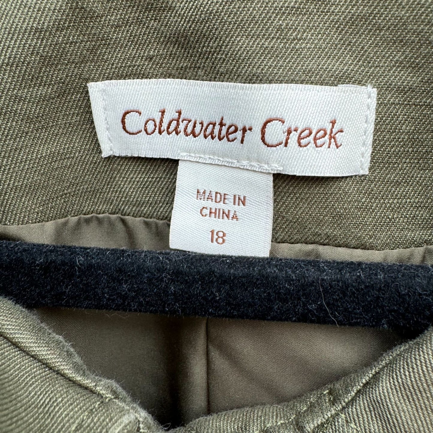 Coldwater Creek Olive Green Womens Army Military Mandarin Collar Linen Jacket 18