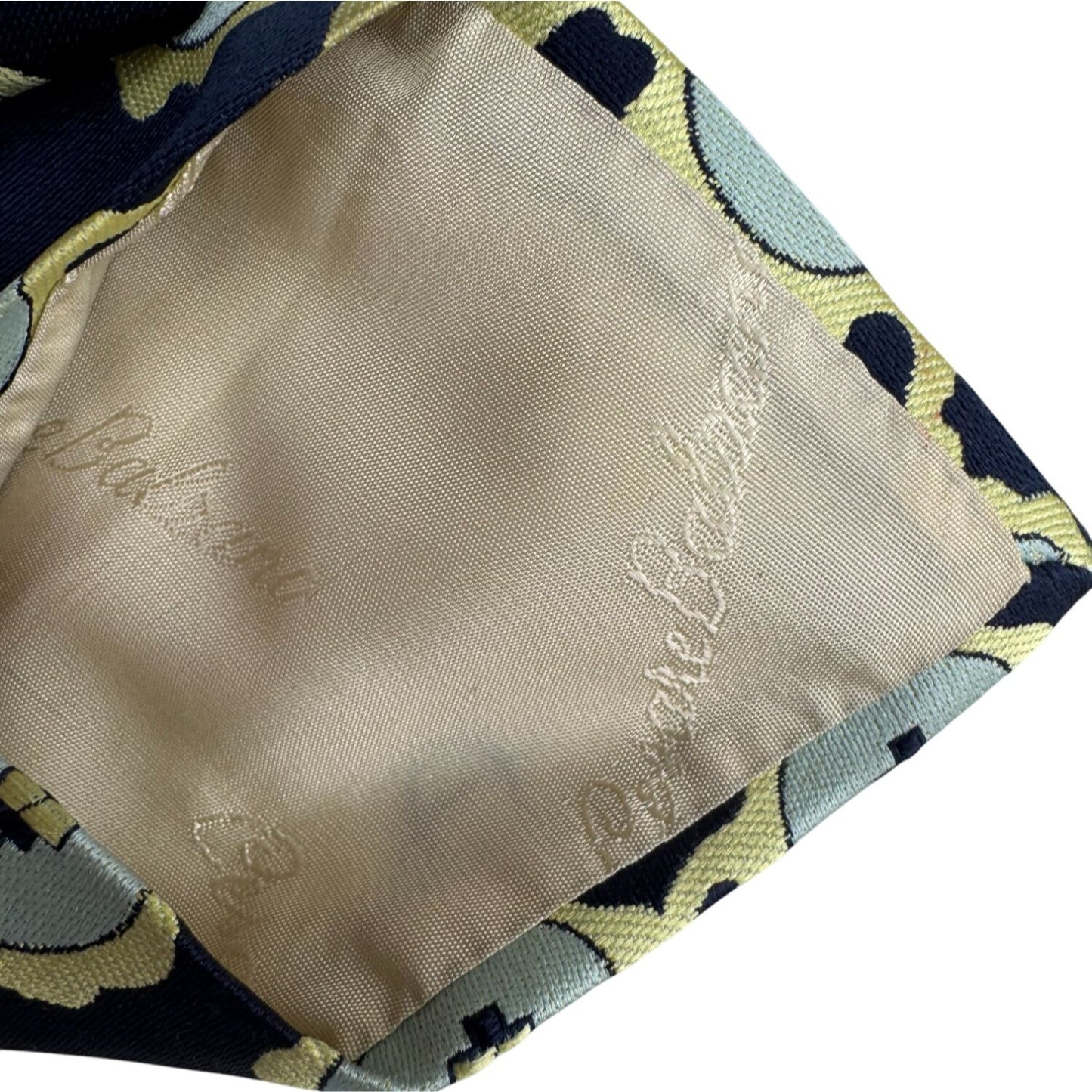 Cesare Balzano Vintage Floral Abstract Pattern Silk Navy Yellow Tie Necktie