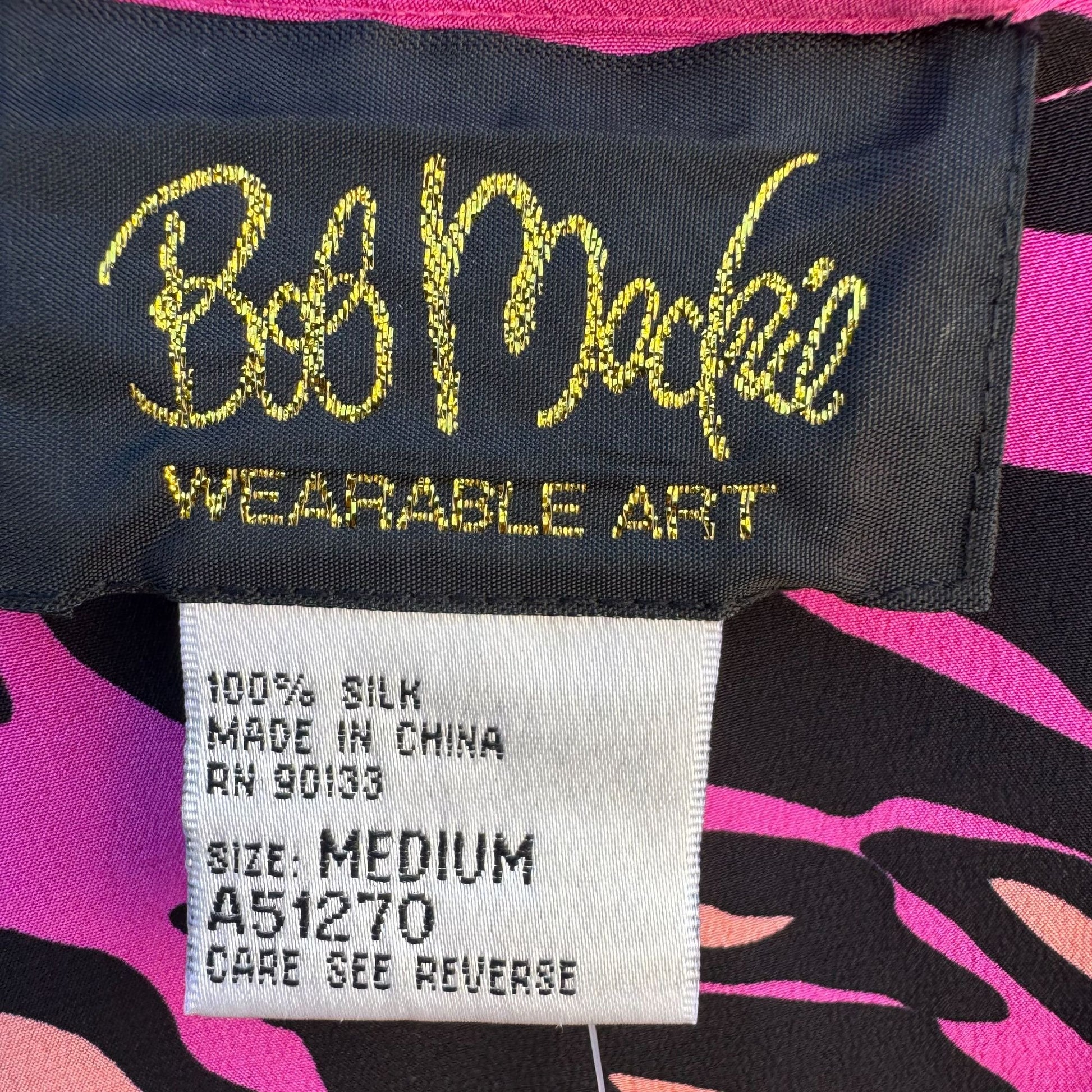 Bob Mackie Wearable Art Womens Pink Zebra Print Silk Sleeveless Tank Blouse New M