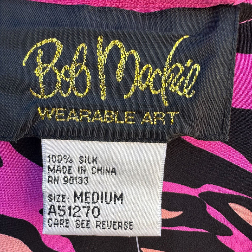 Bob Mackie Wearable Art Womens Pink Zebra Print Silk Sleeveless Tank Blouse New M