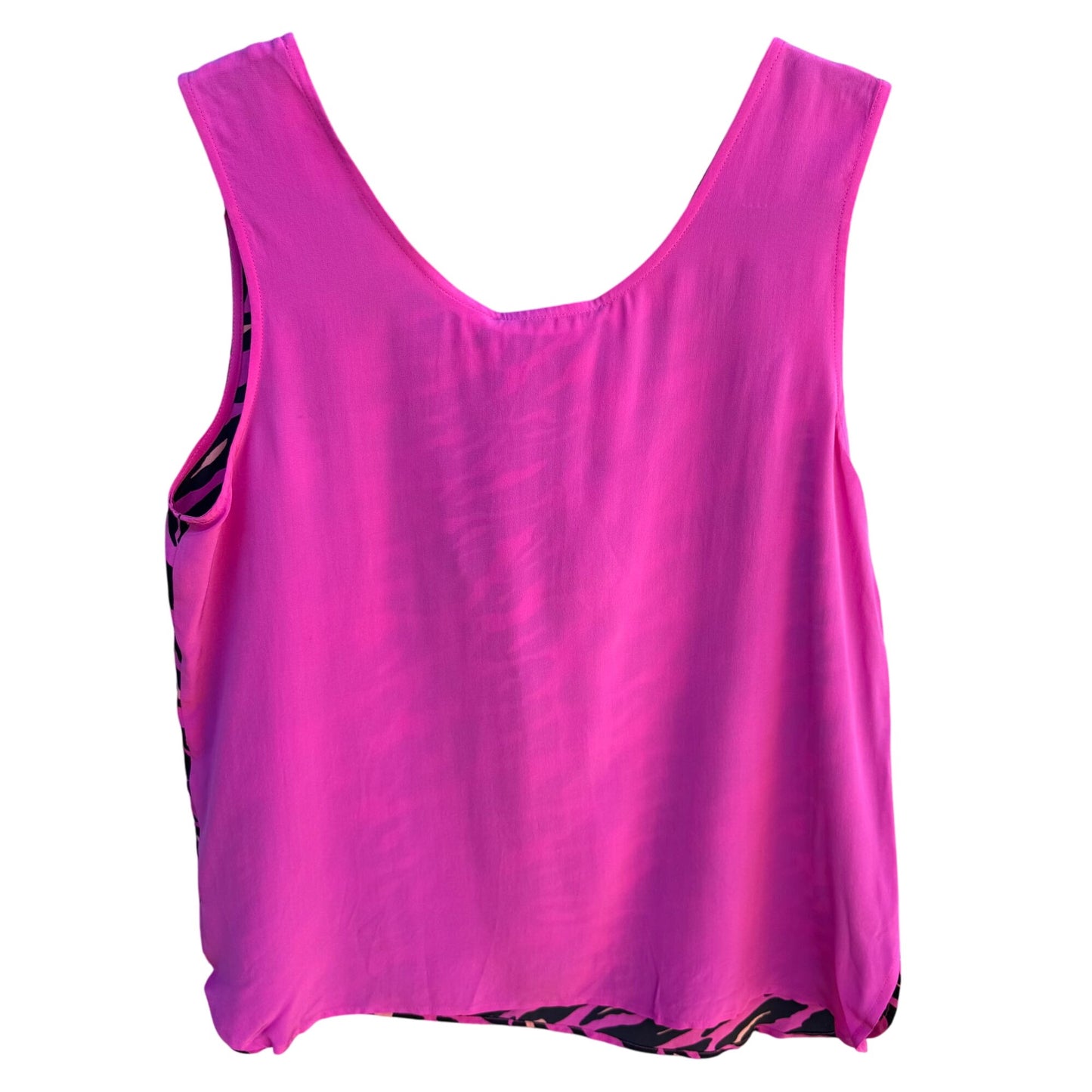 Bob Mackie Wearable Art Womens Pink Zebra Print Silk Sleeveless Tank Blouse New M