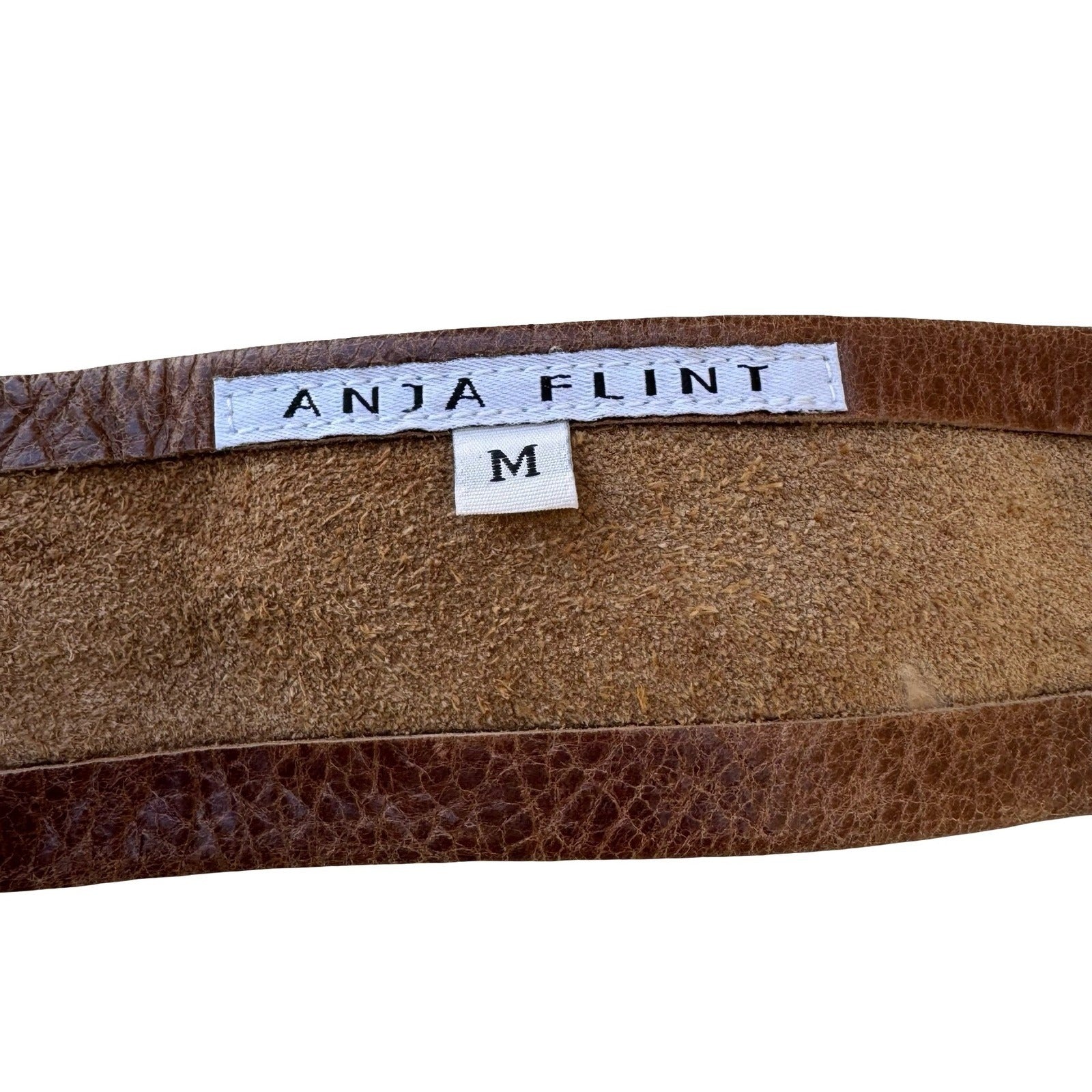 Anja Flint Y2L Western Boho Rustic Brown Pebbled Leather Wide Statement Belt M