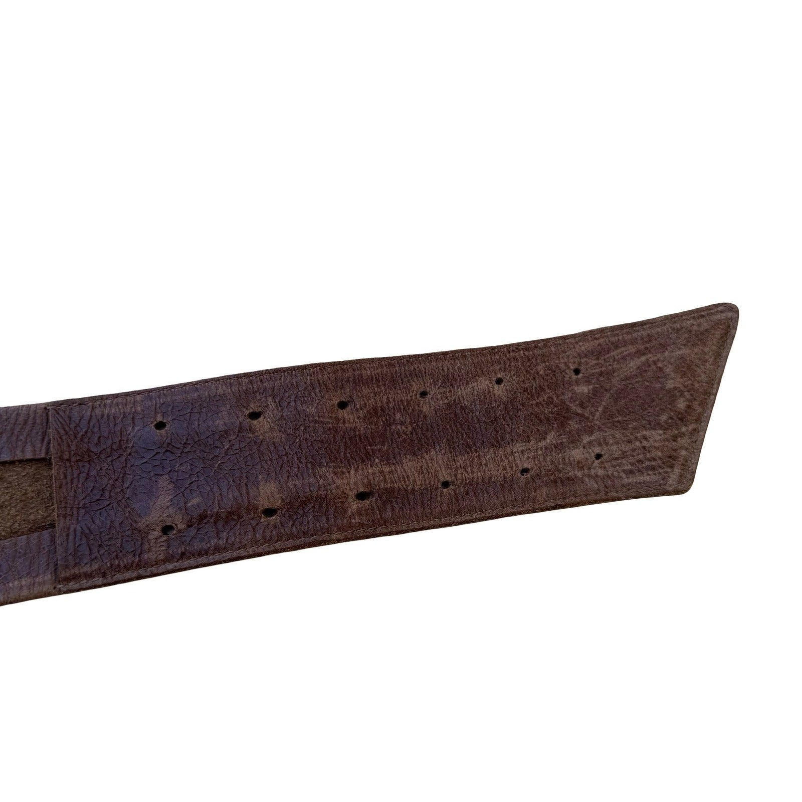 Anja Flint Y2L Western Boho Rustic Brown Pebbled Leather Wide Statement Belt M