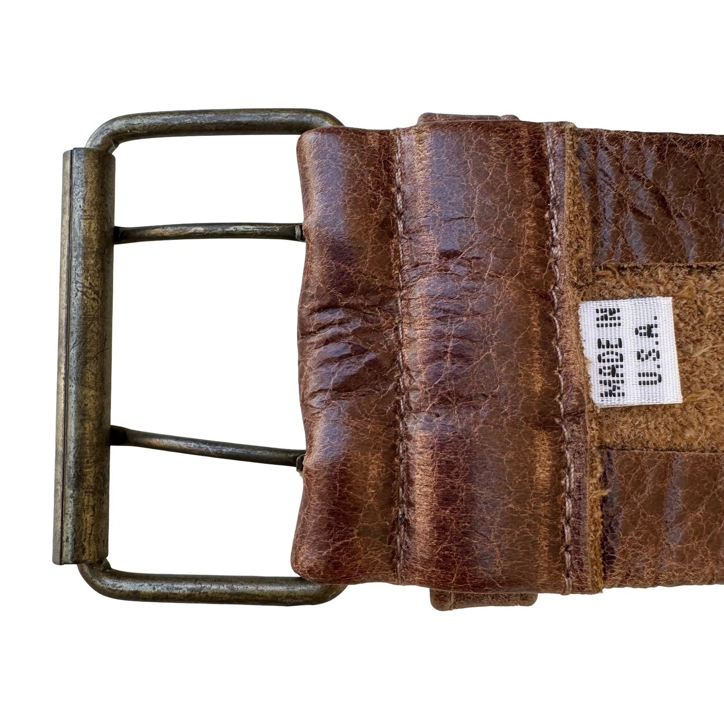 Anja Flint Y2L Western Boho Rustic Brown Pebbled Leather Wide Statement Belt M
