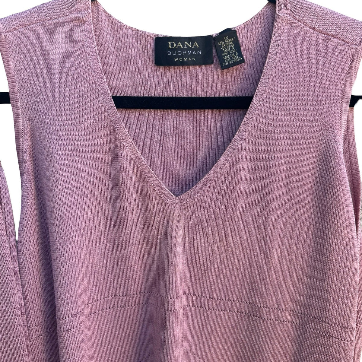 Dana Buchman Coastal Mauve Pink Pointelle Knitwear Cardigan Tank Twin Set 1X 2X