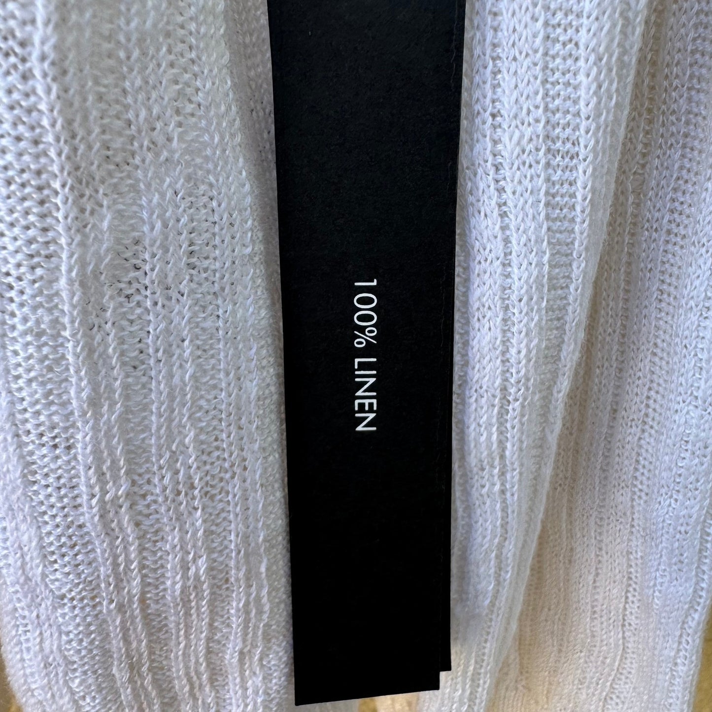 Tahari 100% Linen Coastal Ribbed Open Front Cardigan Sweater White Womens XL NWT