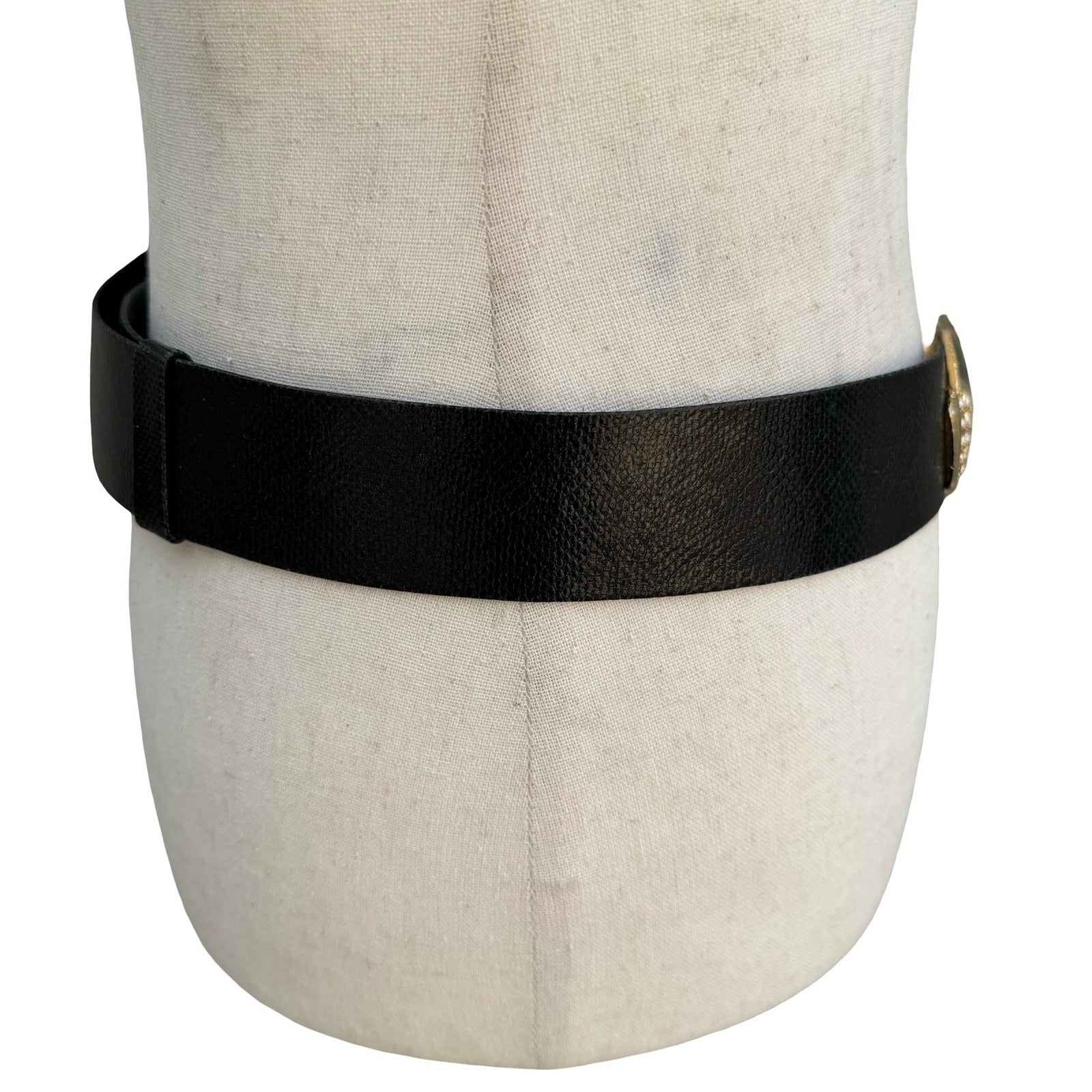 Puruti Vintage Black Gold Rhinestone Enamel Statement Waist Belt with Dust Bag