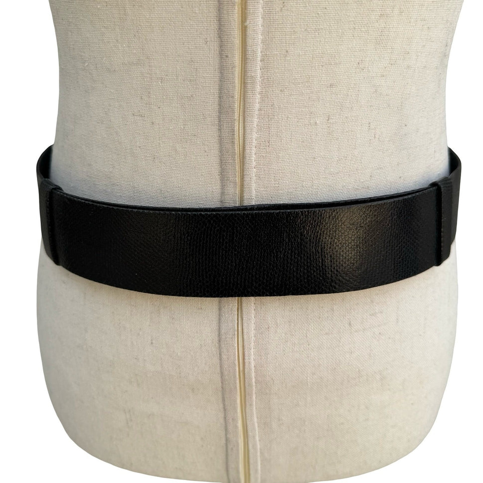 Puruti Vintage Black Gold Rhinestone Enamel Statement Waist Belt with Dust Bag
