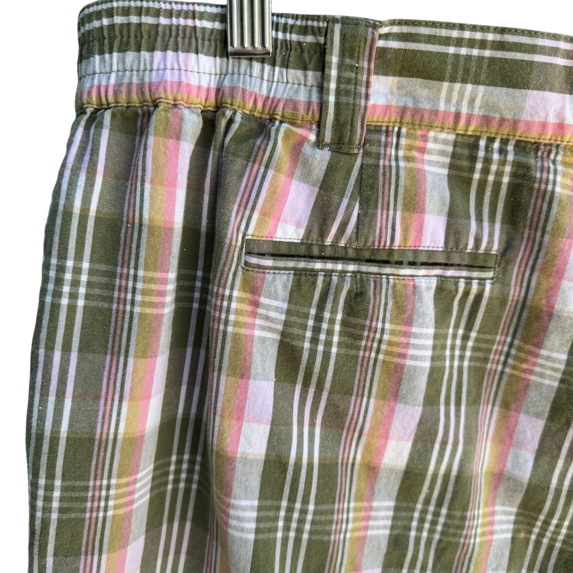 Sag Harbor Womens Green Pink Plaid Cotton Golf Preppy Bermuda Flat Front Shorts 16