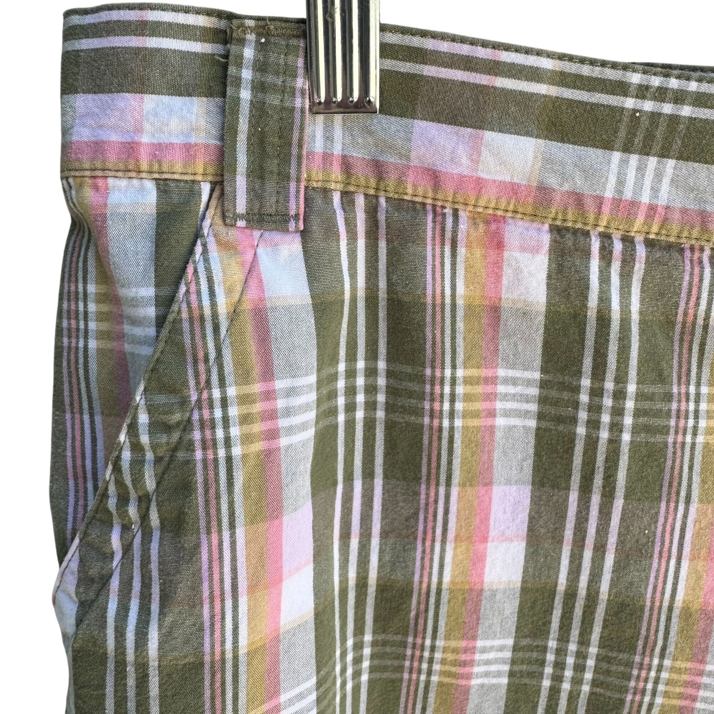 Sag Harbor Womens Green Pink Plaid Cotton Golf Preppy Bermuda Flat Front Shorts 16