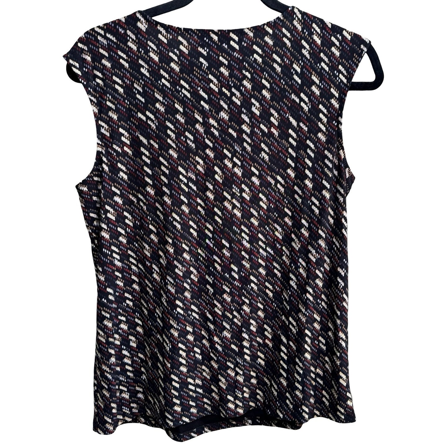 Kasper Careerwear Metallic Geometric Pleated Scoop Neck Blouse Black Womens M