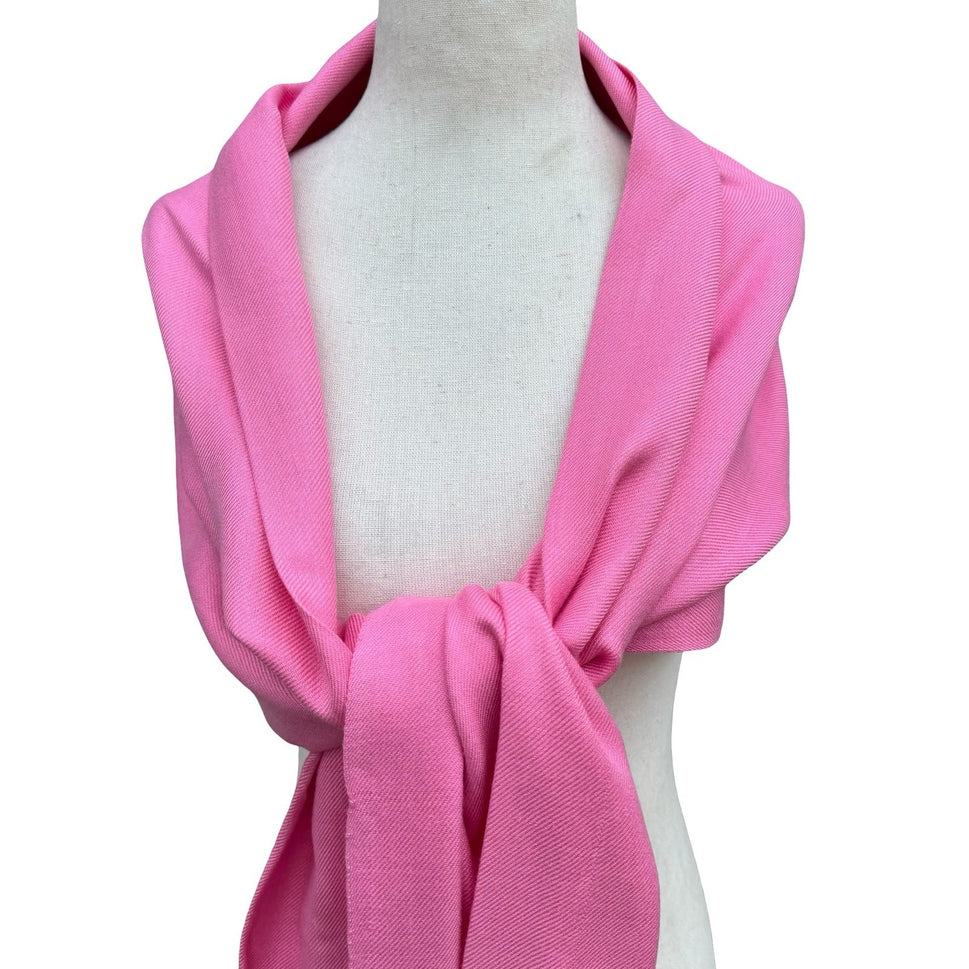 Symphony Designs Pink Pashmina Shawl Wrap 100% Viscose Fringe Tassel Scarf India