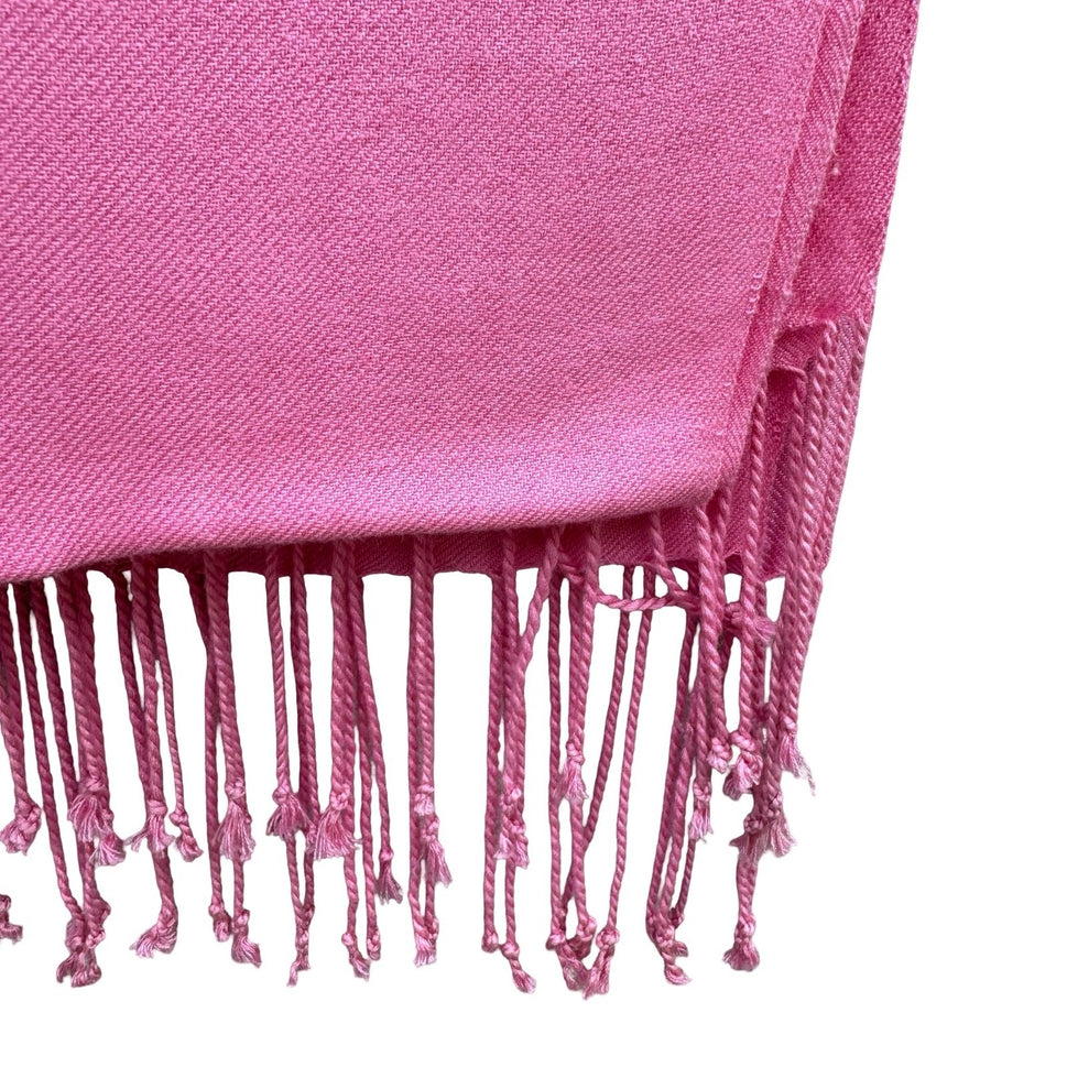 Symphony Designs Pink Pashmina Shawl Wrap 100% Viscose Fringe Tassel Scarf India