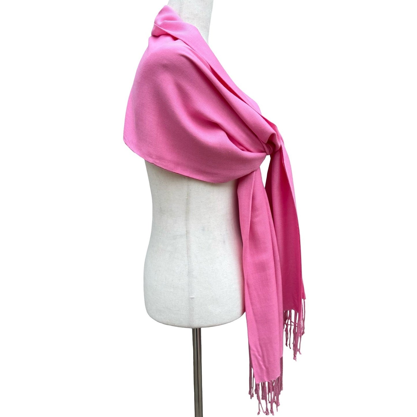 Symphony Designs Pink Pashmina Shawl Wrap 100% Viscose Fringe Tassel Scarf India