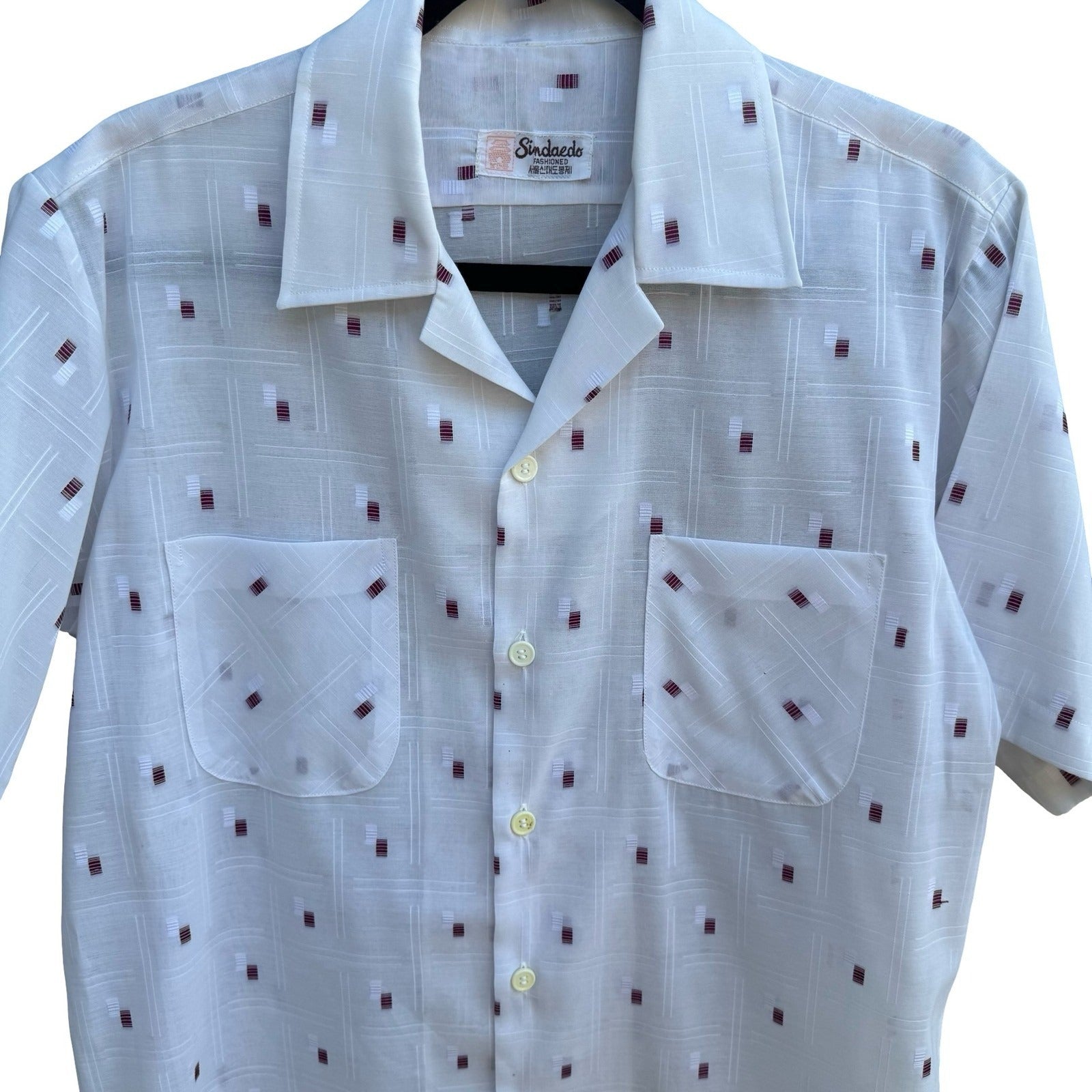 Sindaedo Vintage 60s 70s Mid Century Mod Sheer Camp Shirt Bowling Rockabilly M