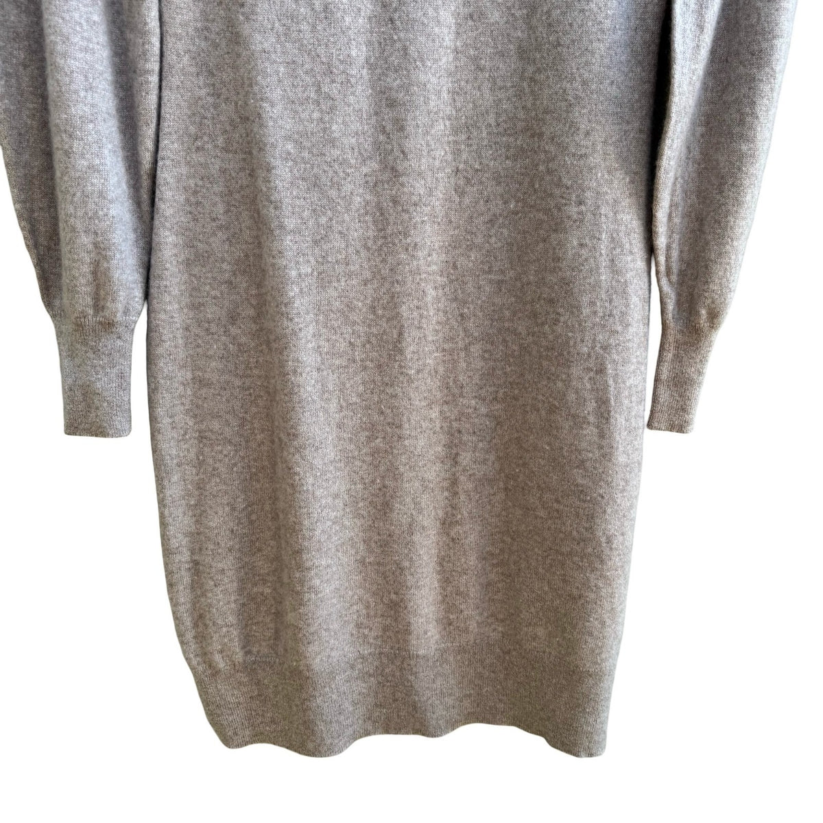 Ann Taylor Cashmere Quiet Luxury Minimalist Preppy Cowl Neck Sweater Dress Tan M