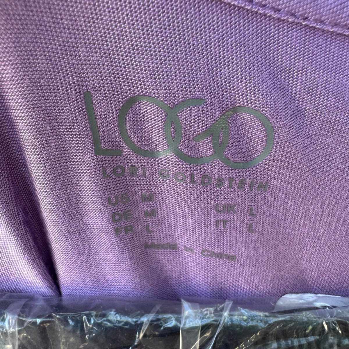 LOGO Lori Goldstein Lagenlook Flowy Chiffon Hem Sharkbite Tunic Knit Top Lilac M