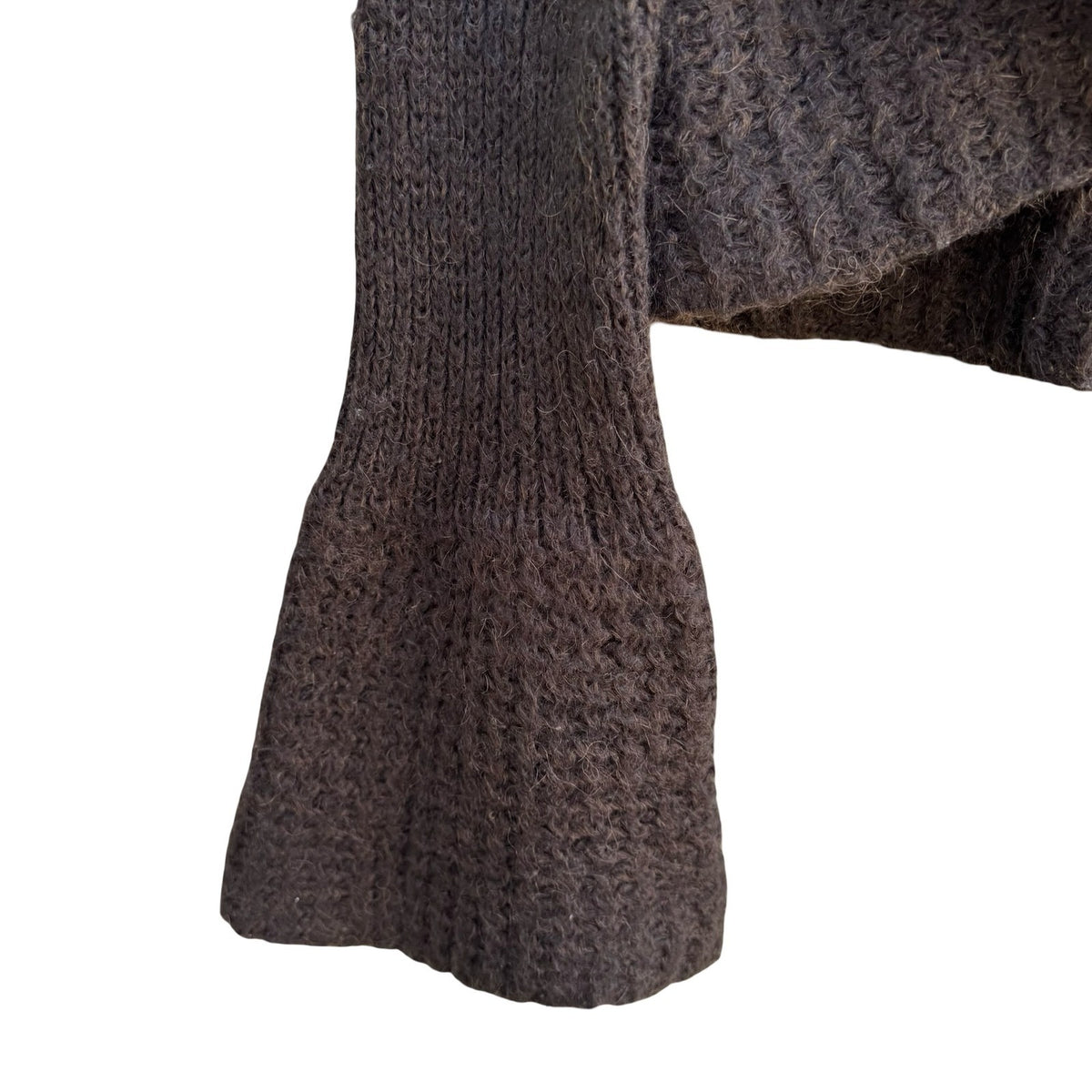 Rose D. Whimsigoth Ribbed Mohair Blend Tie Front Bolero Shrug Cardigan Brown 40