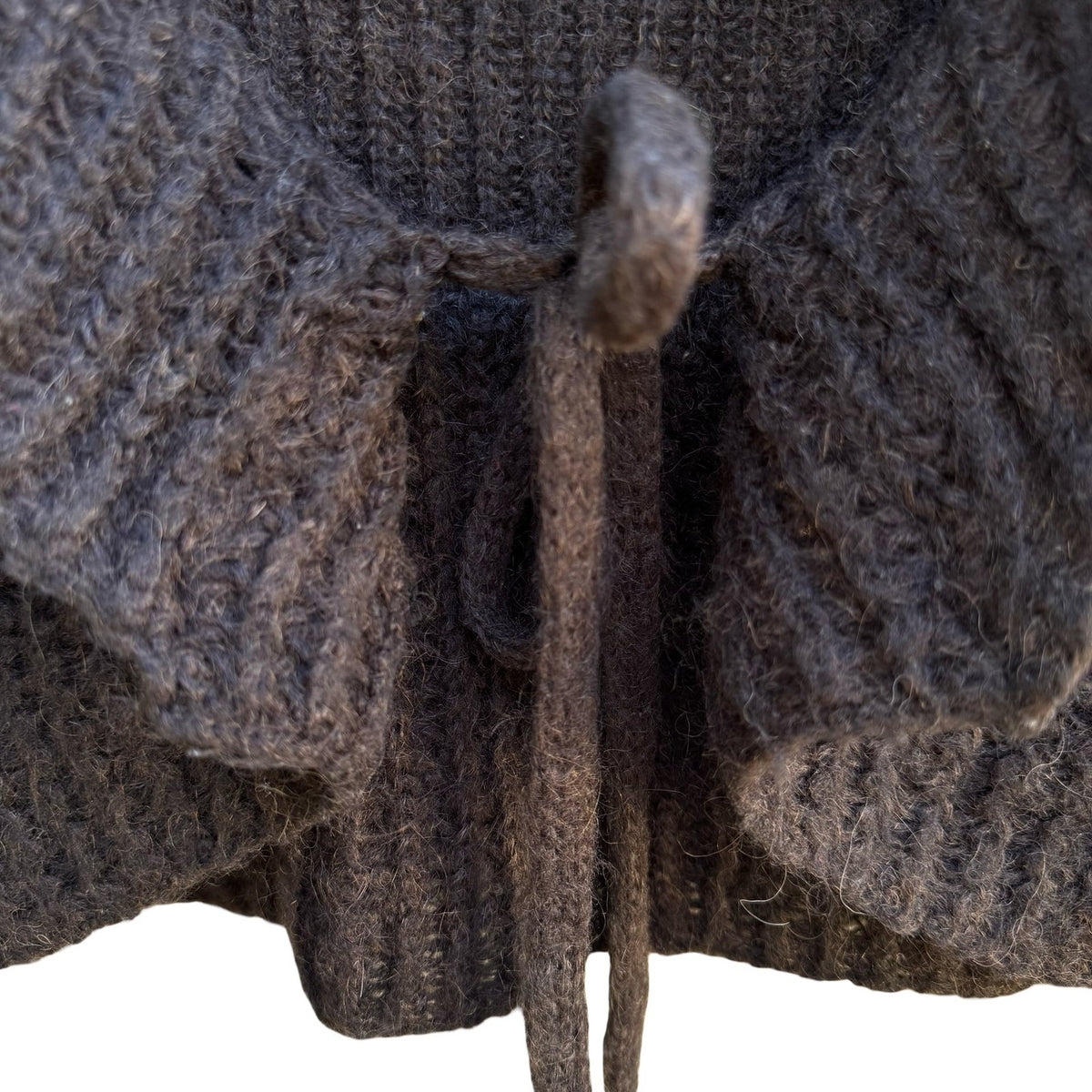 Rose D. Whimsigoth Ribbed Mohair Blend Tie Front Bolero Shrug Cardigan Brown 40