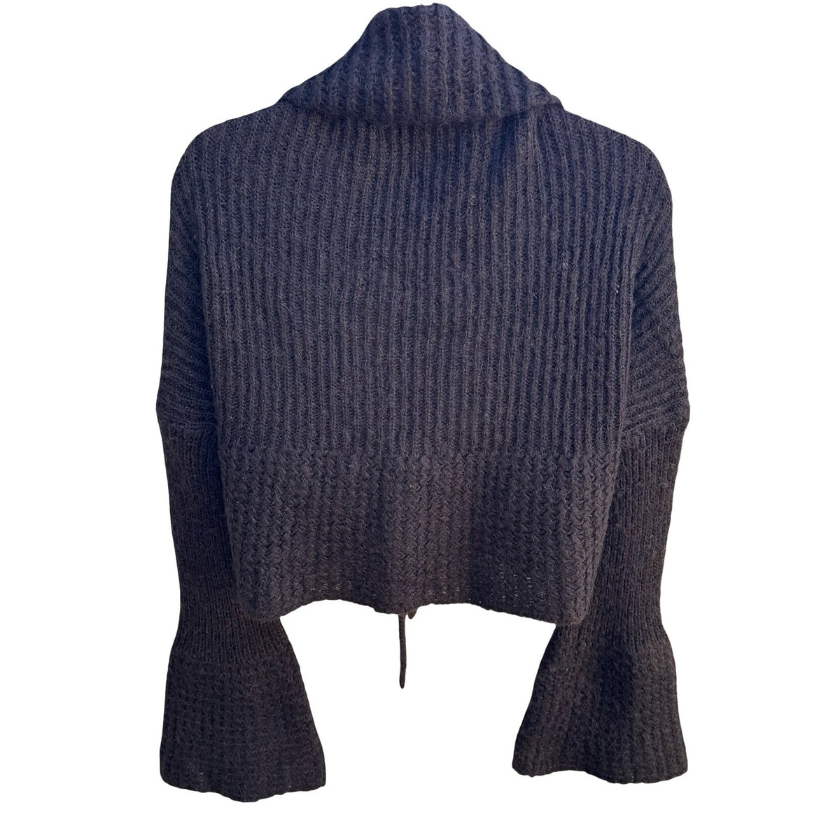 Rose D. Whimsigoth Ribbed Mohair Blend Tie Front Bolero Shrug Cardigan Brown 40