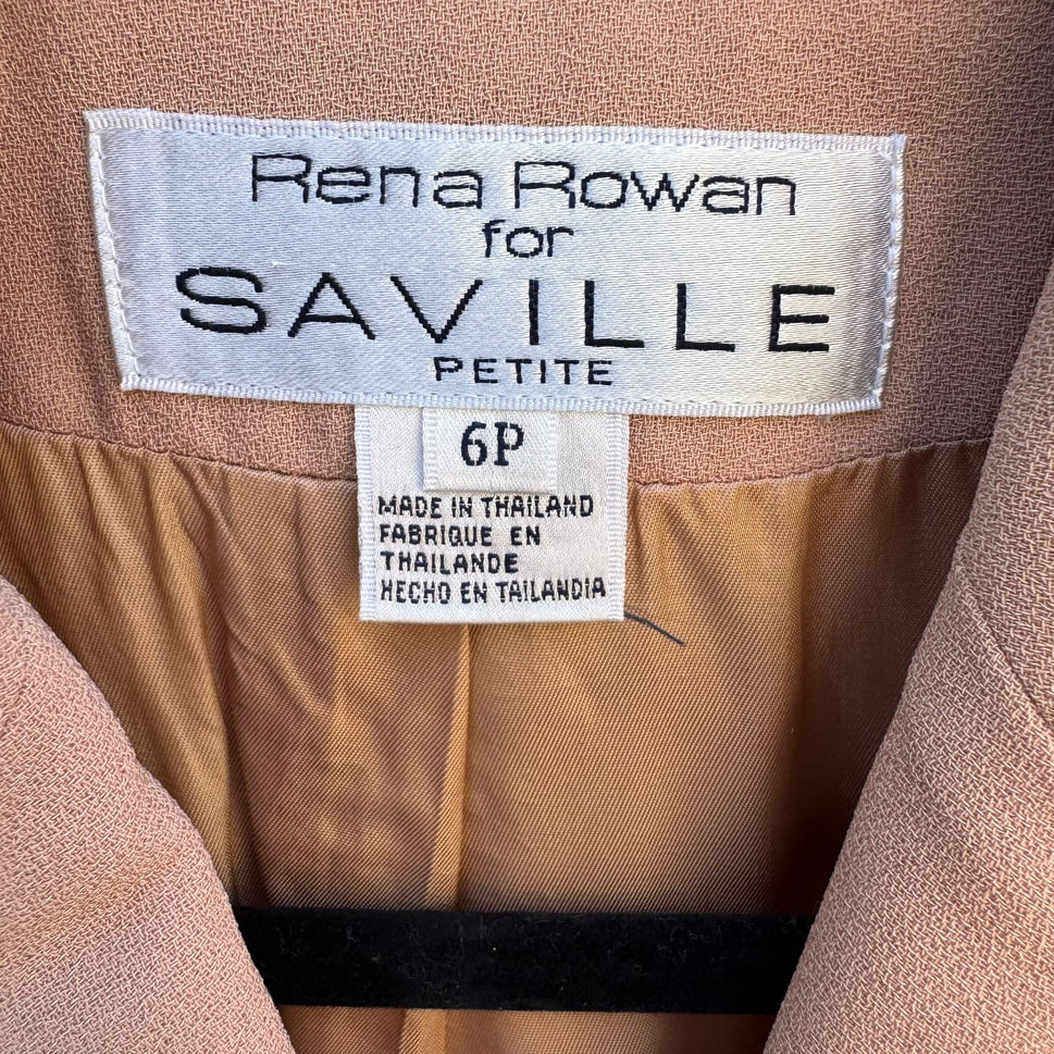 Rena Rowan For Saville Petite Vintage Womens Blush Pink Preppy Blazer Jacket 6P