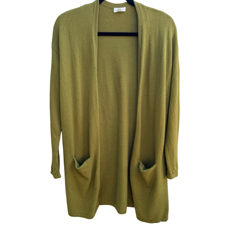 Garnet Hill 100% Cashmere Quiet Luxury Layering Open Front Cardigan Sweater M