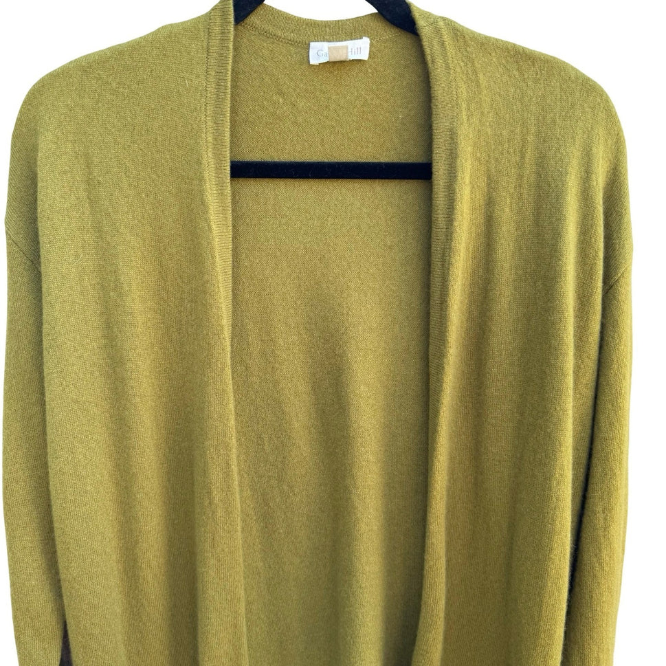 Garnet Hill 100% Cashmere Quiet Luxury Layering Open Front Cardigan Sweater M