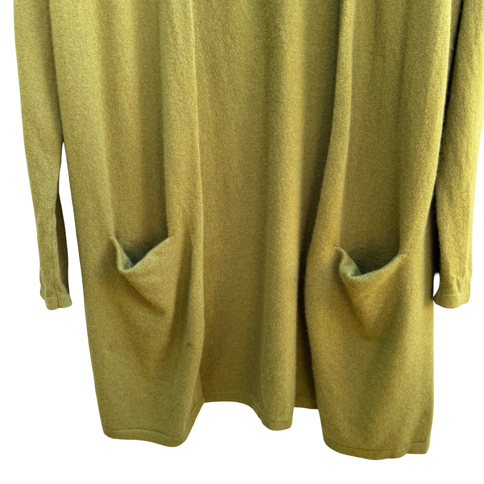 Garnet Hill 100% Cashmere Quiet Luxury Layering Open Front Cardigan Sweater M
