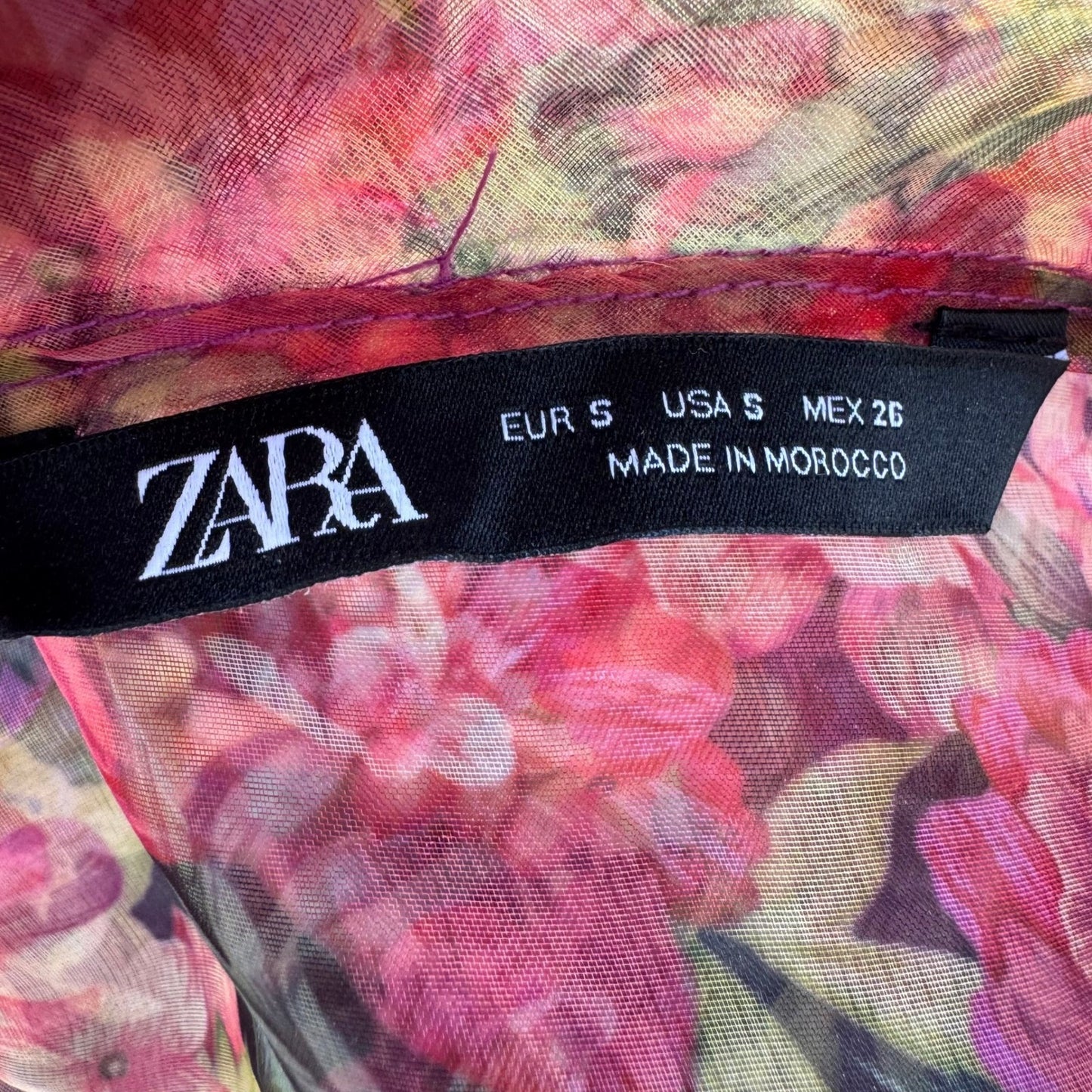 Zara Coquette Fairycore Sheer Floral Mesh Zip Tie Waist Bomber Jacket Pink S
