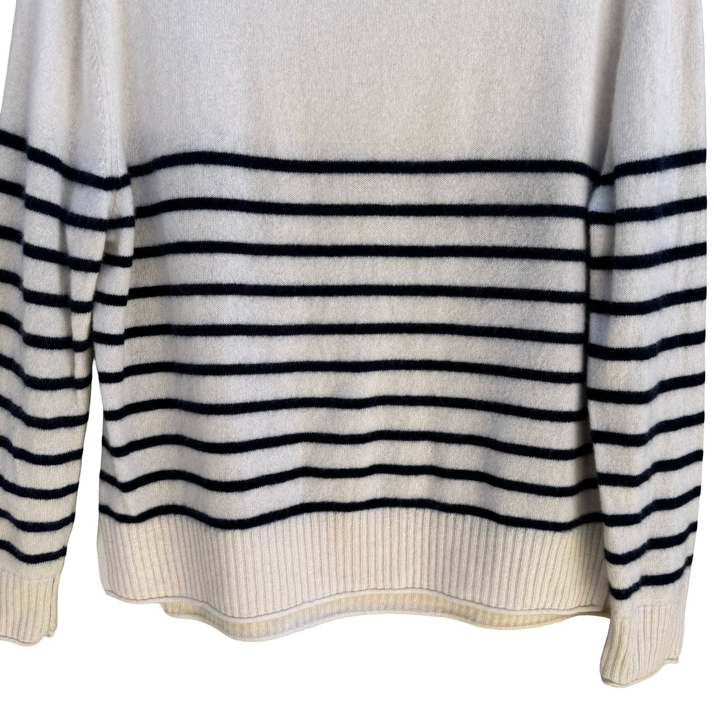 Rachel Zoe 2-Ply Cashmere Breton Parisian Nautical Striped Sweater Womens XL