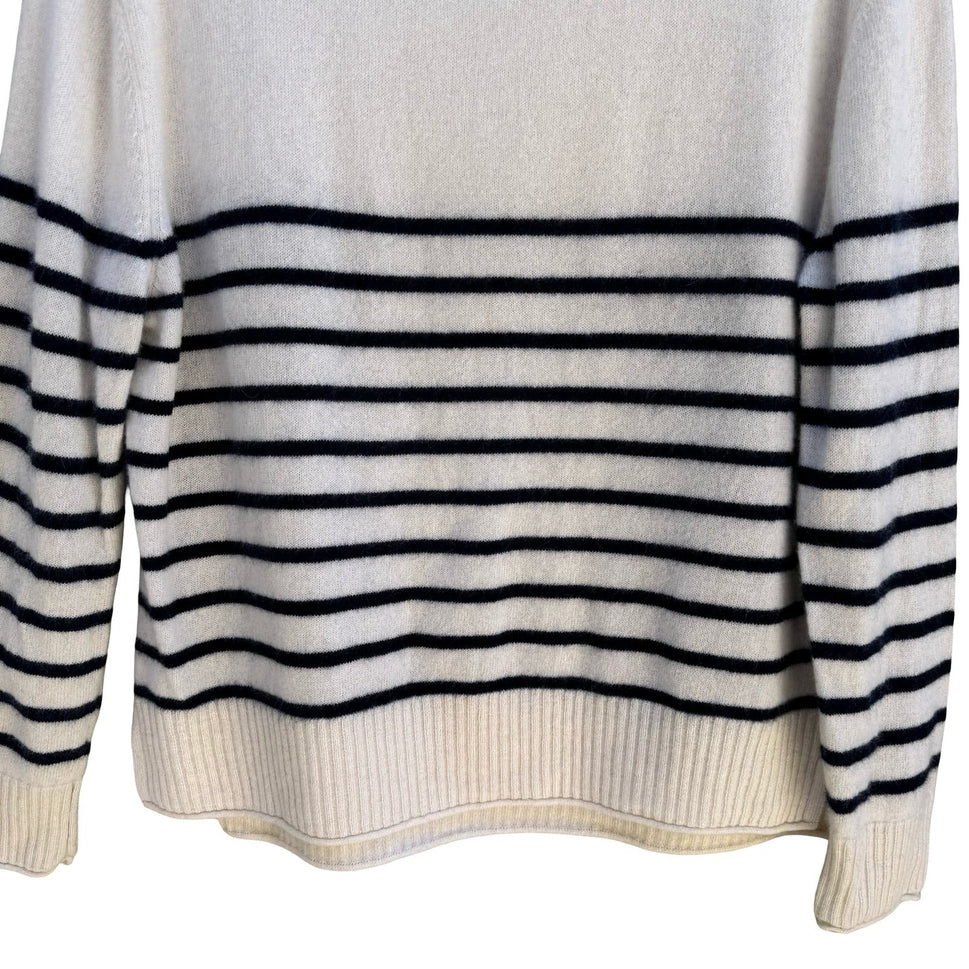 Rachel Zoe 2-Ply Cashmere Breton Parisian Nautical Striped Sweater Womens XL