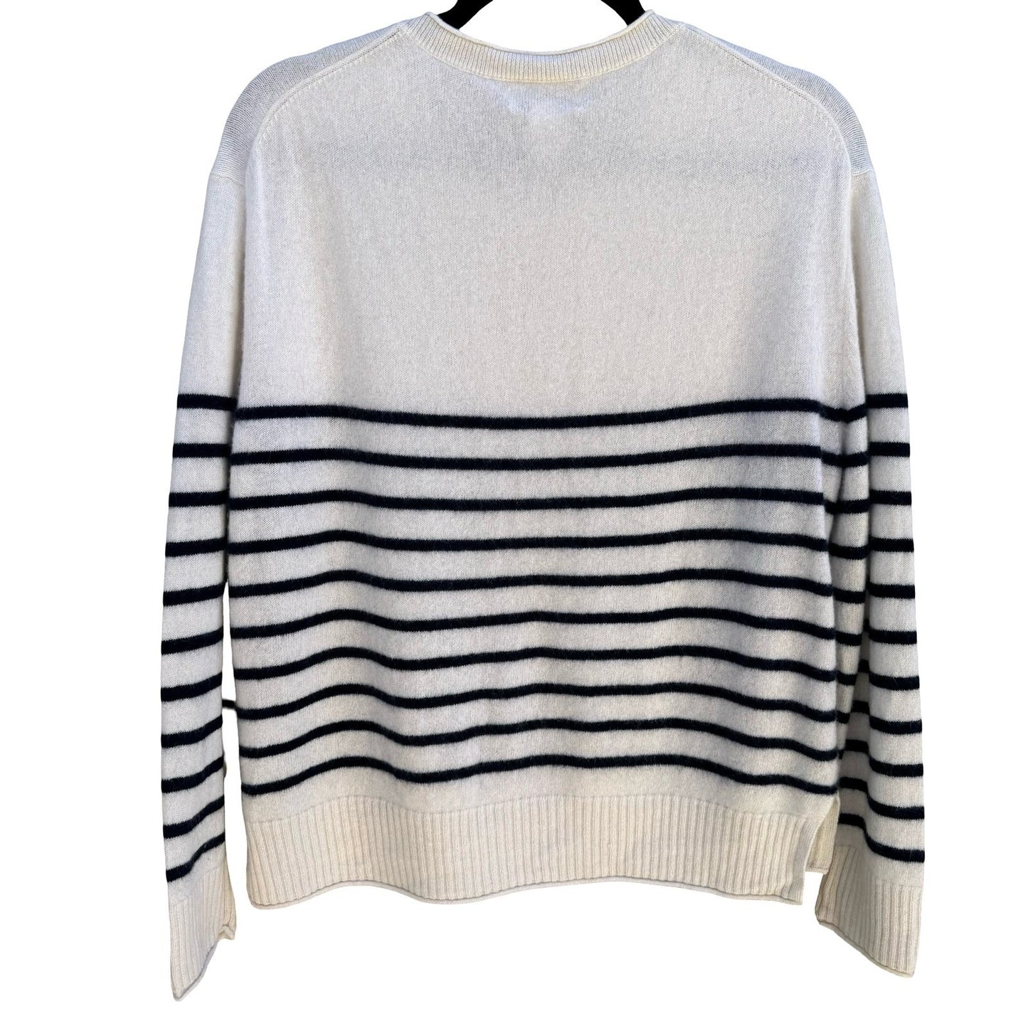 Rachel Zoe 2-Ply Cashmere Breton Parisian Nautical Striped Sweater Womens XL