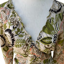 Switch Poleci Y2K Silk Boho Cottagecore Romantic Floral Botanical Wrap Ruffle Blouse S 3 image