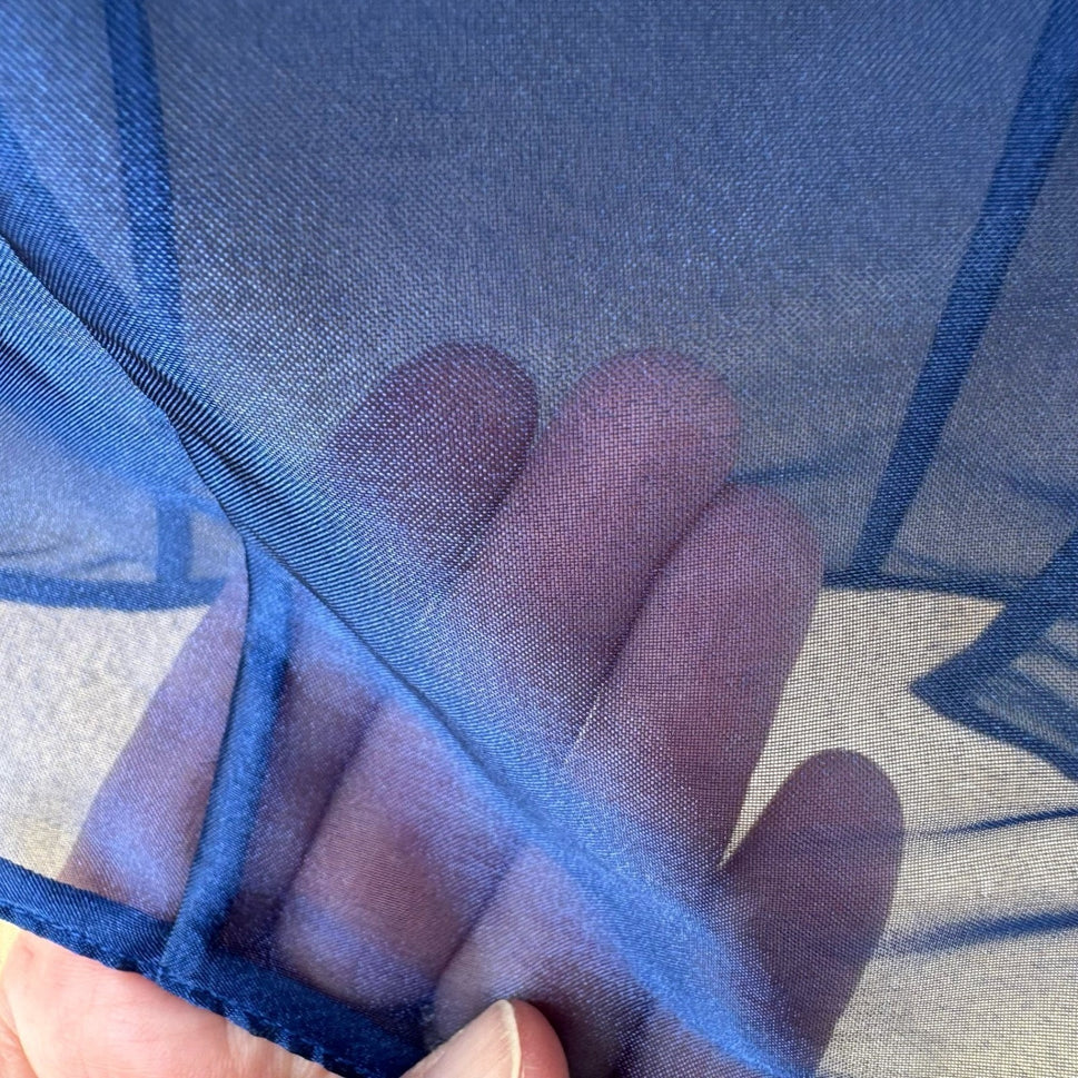 Cobalt Blue Sheer Organza Cropped Blazer 3/4 Sleeve Notched Lapel Small Evening