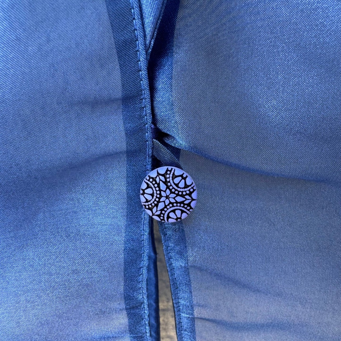Cobalt Blue Sheer Organza Cropped Blazer 3/4 Sleeve Notched Lapel Small Evening