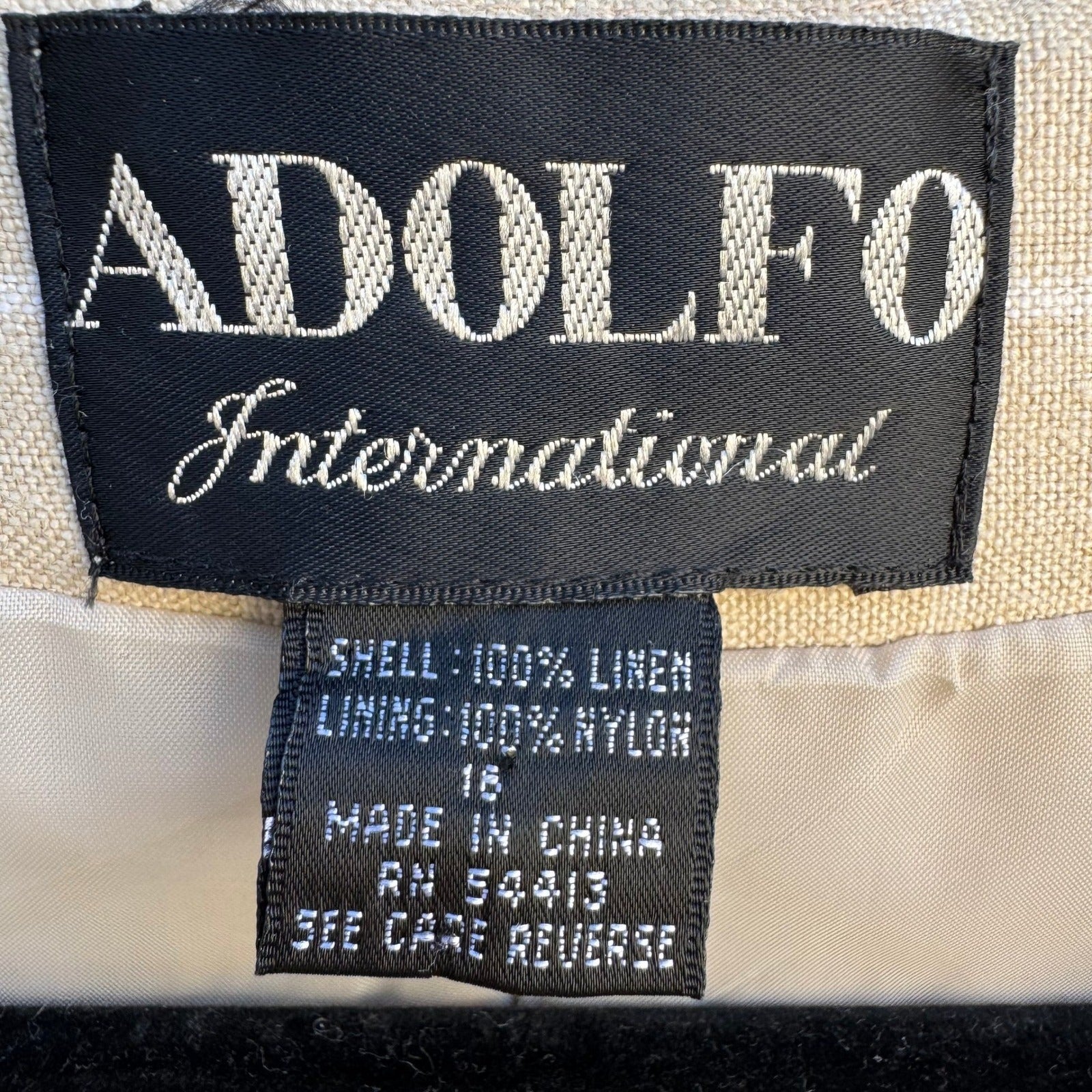 Adolfo Vintage 90s Tan Windowpane Plaid 100% Linen Button Front Vest Womens 16