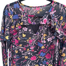 Switch Boho Whimsigoth Cottagecore Dark Floral Ruffle Flowy Chiffon Romantic Blouse L 2 image