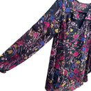 Switch Boho Whimsigoth Cottagecore Dark Floral Ruffle Flowy Chiffon Romantic Blouse L 3 image