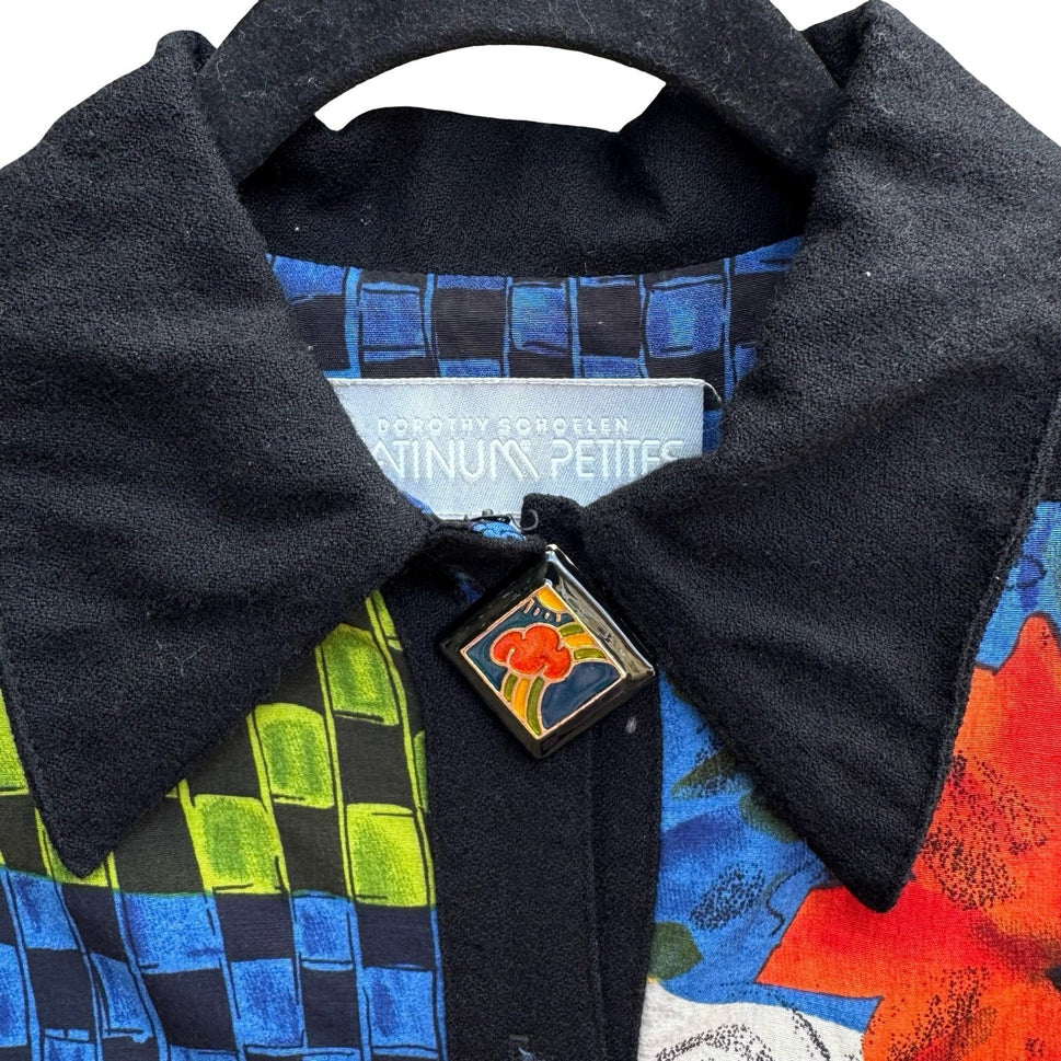 Dorothy Schoelen Platinum Vintage 90s Avant Garde Wool Art to Wear Crop Jacket L